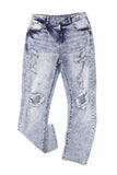 Sky Blue Distressed Faded Splatter Ripped Hole Denim Pants LC783893-4