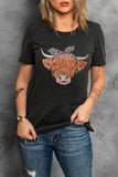 T-shirt léopard de bétail de T-shirts occidentaux vintage