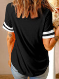 T-shirt décontracté à manches courtes à rayures léopard