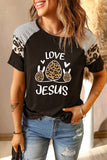 LOVE JESUS Easter T shirt Leopard Egg Short Sleeve Tee