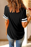Black Easter Bunny Print Short Sleeve Striped T-shirt LC25214804-2