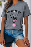 Gray Easter Day Letter Bunny Print Graphic Tee LC25214812-11