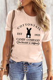 Pink Easter Graphic Tee Tops CANDY COMPANY Rabbit Short Sleeve T-shirt LC25214845-10