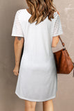 White LOVE Rabbit Leopard Striped T-shirt Dress Short Sleeve Tee Tops LC619957-1