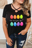 Black Plus Size Tee But Did You Dye Easter Egg Print T Shirt PL252023-2