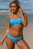 Blue Striped Blue Padded Push-up Bikini Swimsuit for Women LC410077-4