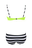 yellow stripes Striped Blue Padded Push-up Bikini Swimsuit for Women LC410077-107