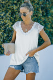 White V Neck Eyelash Lace Knit Tank for Women LC253399-1