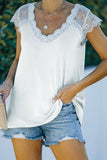 White V Neck Eyelash Lace Knit Tank for Women LC253399-1