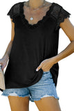 Black V Neck Eyelash Lace Knit Tank for Women LC253399-2