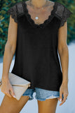 Black V Neck Eyelash Lace Knit Tank for Women LC253399-2