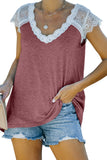 Red V Neck Eyelash Lace Knit Tank for Women LC253399-3