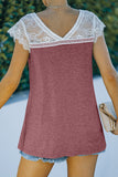 Red V Neck Eyelash Lace Knit Tank for Women LC253399-3