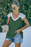Green V Neck Eyelash Lace Knit Tank for Women LC253399-9