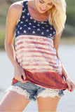 Red American Flag Star Racerback Tank Patriotic Sleeveless Shirt LC2565983-3