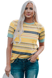 Stripe Womens Multicolor Stripes Crew Neck T Shirt LC25114092-19