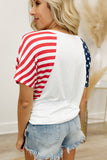 White 4th of July Shirts for Women V Neck US Stars and Stripes Tee LC25215200-1