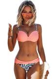 Pink Striped Blue Padded Push-up Bikini Swimsuit for Women LC410077-10