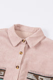 LC8511519-1010-S, LC8511519-1010-M, LC8511519-1010-L, LC8511519-1010-XL, LC8511519-1010-2XL, Pink Womens Button Down Corduroy Jacket Leopard Shirt Oversized Blouses Tops