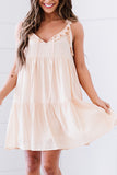 Apricot Sleeveless Solid Ruffle Slip Mini Dress for Women LC2211357-18