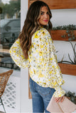 Yellow Summer Floral Smocked Blouse Women's Boho Tops LC2511225-7