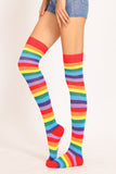 Rainbow Stripes Knee High Socks Pride Long Thigh Socks for Women