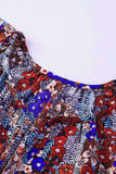 Blue V Neck Short Sleeve Print Floral Blouses Shirts LC2514201-5