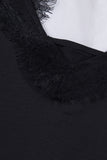 LC251886-2-S, LC251886-2-M, LC251886-2-L, LC251886-2-XL, LC251886-2-2XL, Black Women's V Neck Sleeveless Lace Trim Camisole Sleeveless Tank Top