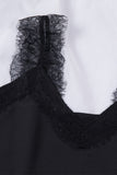 LC251886-2-S, LC251886-2-M, LC251886-2-L, LC251886-2-XL, LC251886-2-2XL, Black Women's V Neck Sleeveless Lace Trim Camisole Sleeveless Tank Top