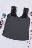 LC251886-11-S, LC251886-11-M, LC251886-11-L, LC251886-11-XL, LC251886-11-2XL, Gray Women's V Neck Sleeveless Lace Trim Camisole Sleeveless Tank Top