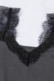 LC251886-11-S, LC251886-11-M, LC251886-11-L, LC251886-11-XL, LC251886-11-2XL, Gray Women's V Neck Sleeveless Lace Trim Camisole Sleeveless Tank Top