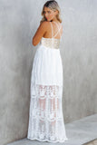 White White Maxi Dress Lace Crisscross Backless Cocktail Party Maxi Long Dress LC619278-1