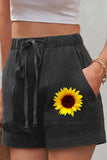 Black Women Comfy Drawstring Lightweight Short Pants with Pockets LC7711001-102