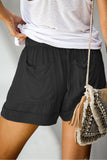 Black Women Comfy Drawstring Lightweight Short Pants with Pockets LC7711001-102
