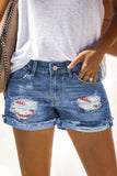 Sky Blue Denim Shorts Sexy Casual Summer Shorts Mid Rise Distressed Shorts LC7831020-4