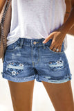 Sky Blue Denim Shorts Sexy Casual Summer Shorts Mid Rise Distressed Shorts LC7831020-204