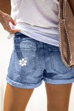 Sky Blue Denim Shorts Sexy Casual Summer Shorts Mid Rise Distressed Shorts LC7831020-204