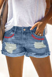 Sky Blue Denim Shorts Sexy Casual Summer Shorts Mid Rise Distressed Shorts LC7831020-304