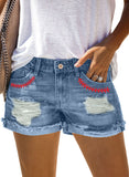 Sky Blue Denim Shorts Sexy Casual Summer Shorts Mid Rise Distressed Shorts LC7831020-304