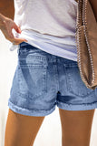 Sky Blue Denim Shorts Sexy Casual Summer Shorts Mid Rise Distressed Shorts LC7831020-304