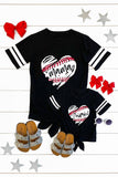 Black Family Matching Baseball Mini Heart Shaped Print Girl's Graphic Tee TZ25914-2