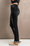Black Flare Jeans for Women Frayed Ripped High Waist Wide Leg Pants LC783830-2