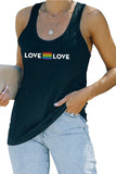 LC2566428-2-S, LC2566428-2-M, LC2566428-2-L, LC2566428-2-XL, LC2566428-2-2XL, Black Pride Tank Top for Women LOVE Rainbow Print Racerback Shirt Top LGBTQ Gifts
