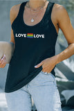 LC2566428-2-S, LC2566428-2-M, LC2566428-2-L, LC2566428-2-XL, LC2566428-2-2XL, Black Pride Tank Top for Women LOVE Rainbow Print Racerback Shirt Top LGBTQ Gifts