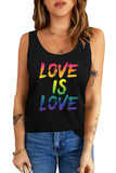 LC2566430-2-S, LC2566430-2-M, LC2566430-2-L, LC2566430-2-XL, LC2566430-2-2XL, Black Love Is Love Rainbow Short Sleeve T Shirt Womens LGBT Gay Pride Tee Shirt
