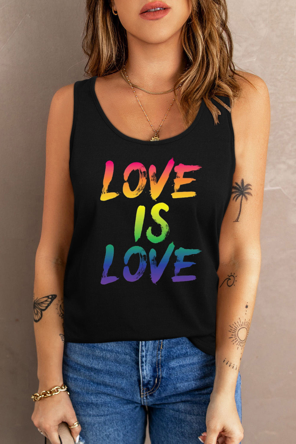 LC2566430-2-S, LC2566430-2-M, LC2566430-2-L, LC2566430-2-XL, LC2566430-2-2XL, Black Love Is Love Rainbow Short Sleeve T Shirt Womens LGBT Gay Pride Tee Shirt