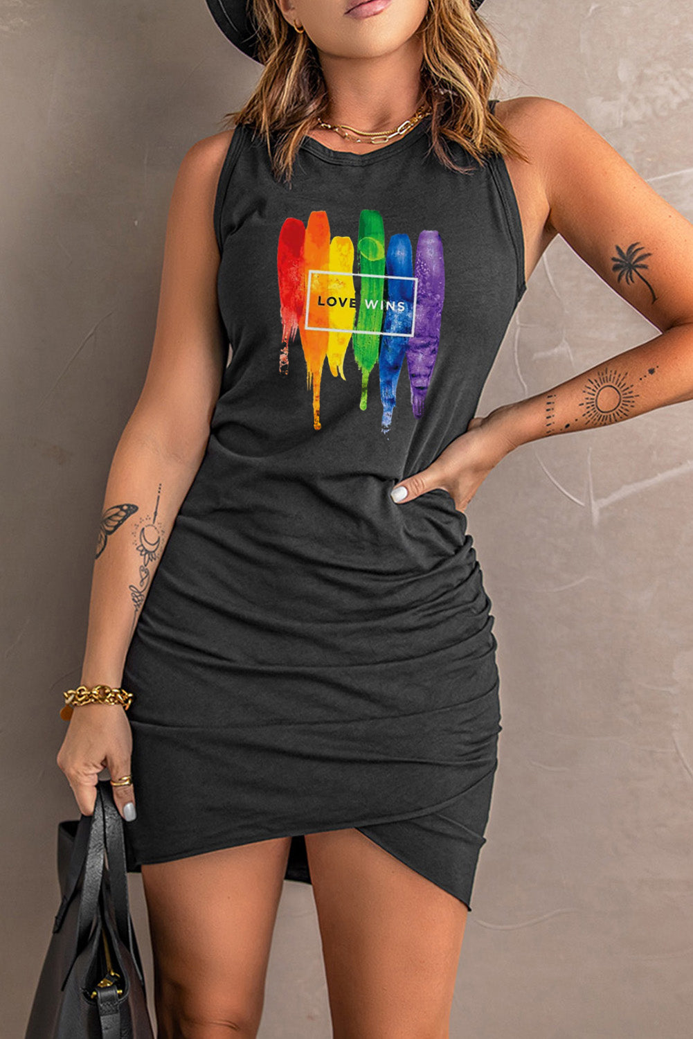 rainbow ruched dress Mugler Ruched Mini Dress in Rainbow Stripes