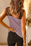 LC251886-10-S, LC251886-10-M, LC251886-10-L, LC251886-10-XL, LC251886-10-2XL, Pink Women's V Neck Sleeveless Lace Trim Camisole Sleeveless Tank Top