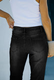 Black Flare Bell Bottoms Jeans for Women High Rise Distressed Denim Jeans LC783619-2