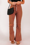 Brown Flare Bell Bottoms Jeans for Women High Rise Distressed Denim Jeans LC783619-17